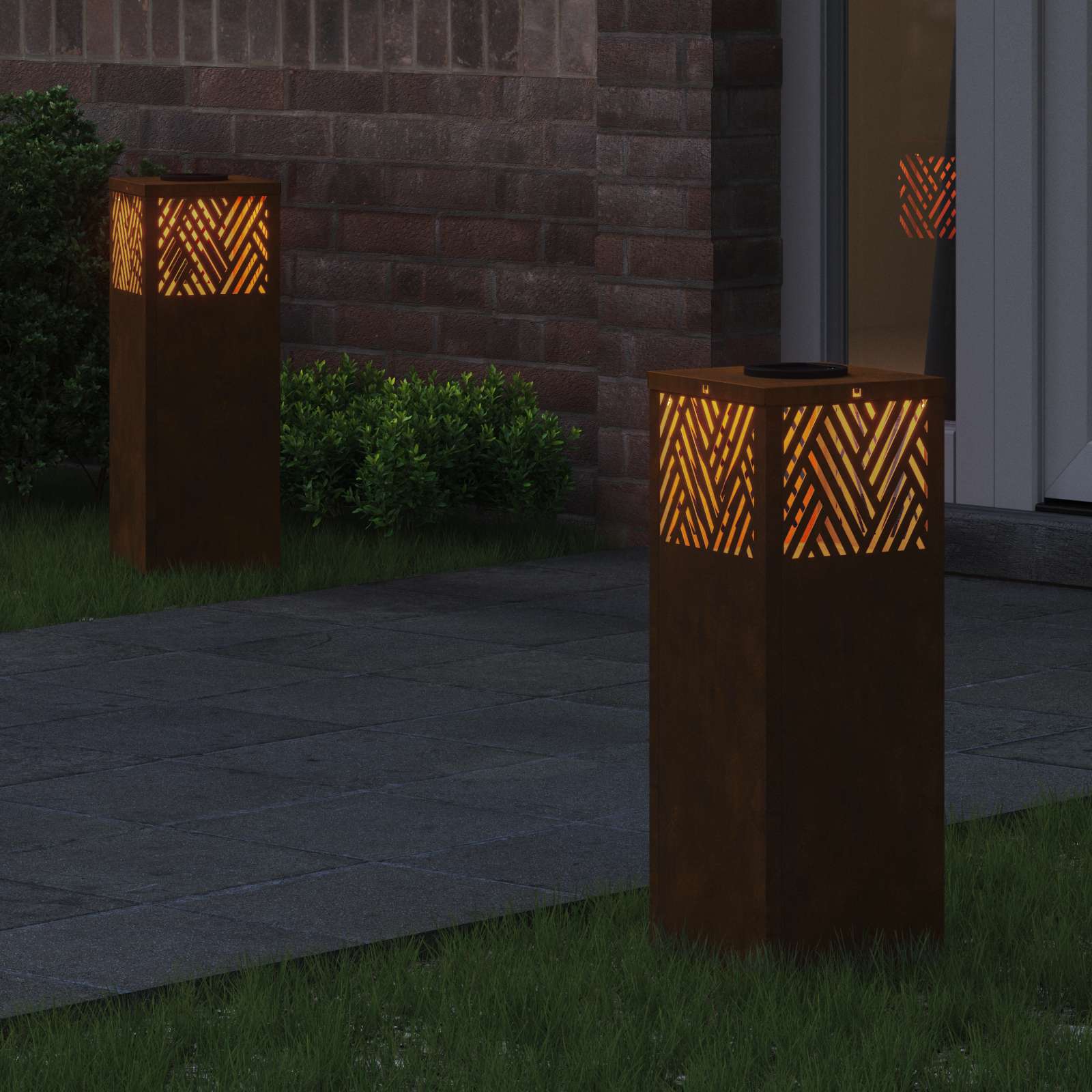 Solar LED Weg Licht 2 stk. Warmes Weiß 18 x 18 x 50 cm