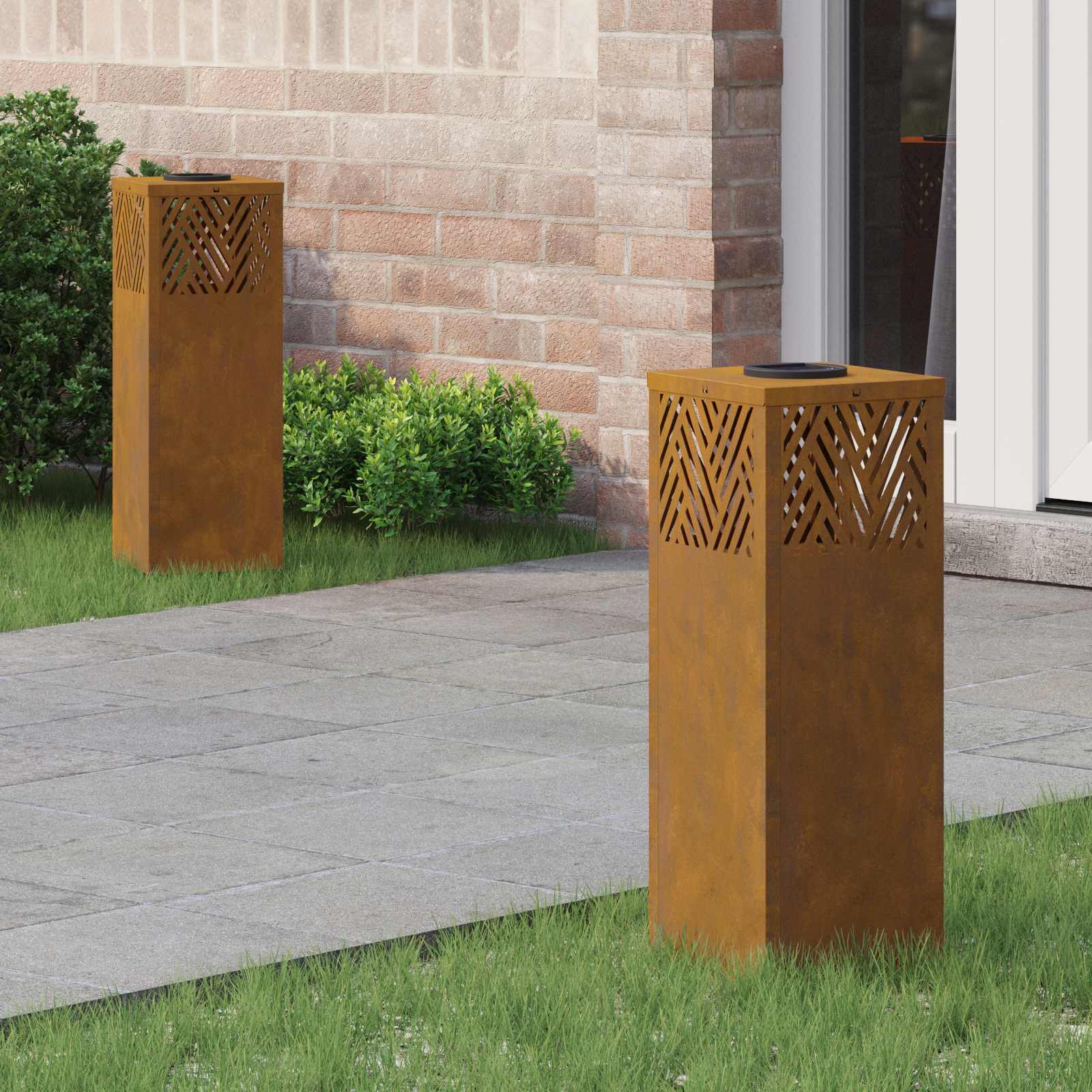 Solar LED Weg Licht 2 stk. Warmes Weiß 18 x 18 x 50 cm