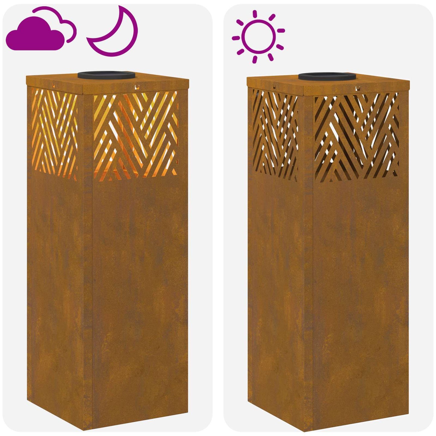 Solar LED Weg Licht 2 stk. Warmes Weiß 18 x 18 x 50 cm