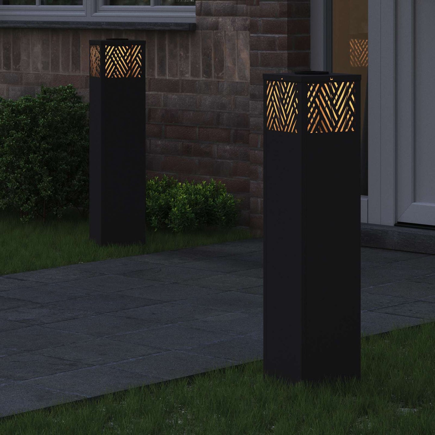 Solar LED Weg Licht 2 stk. Warmes Weiß 18 x 18 x 80 cm