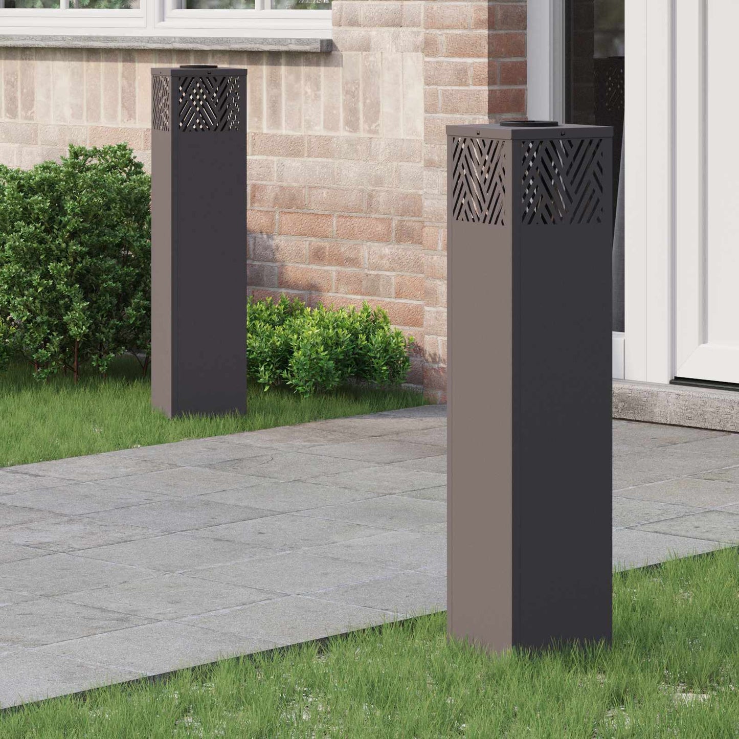 Solar LED Weg Licht 2 stk. Warmes Weiß 18 x 18 x 80 cm