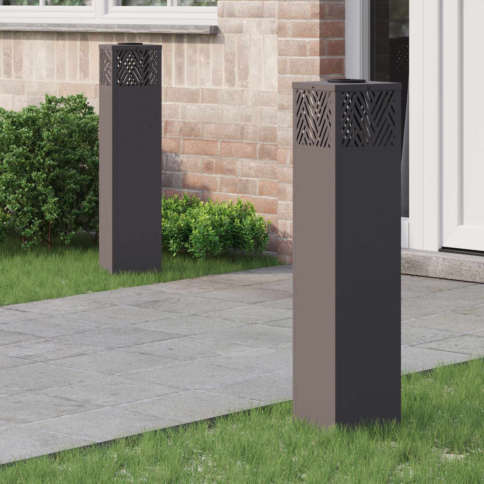 Solar LED Weg Licht 2 stk. Warmes Weiß 18 x 18 x 80 cm