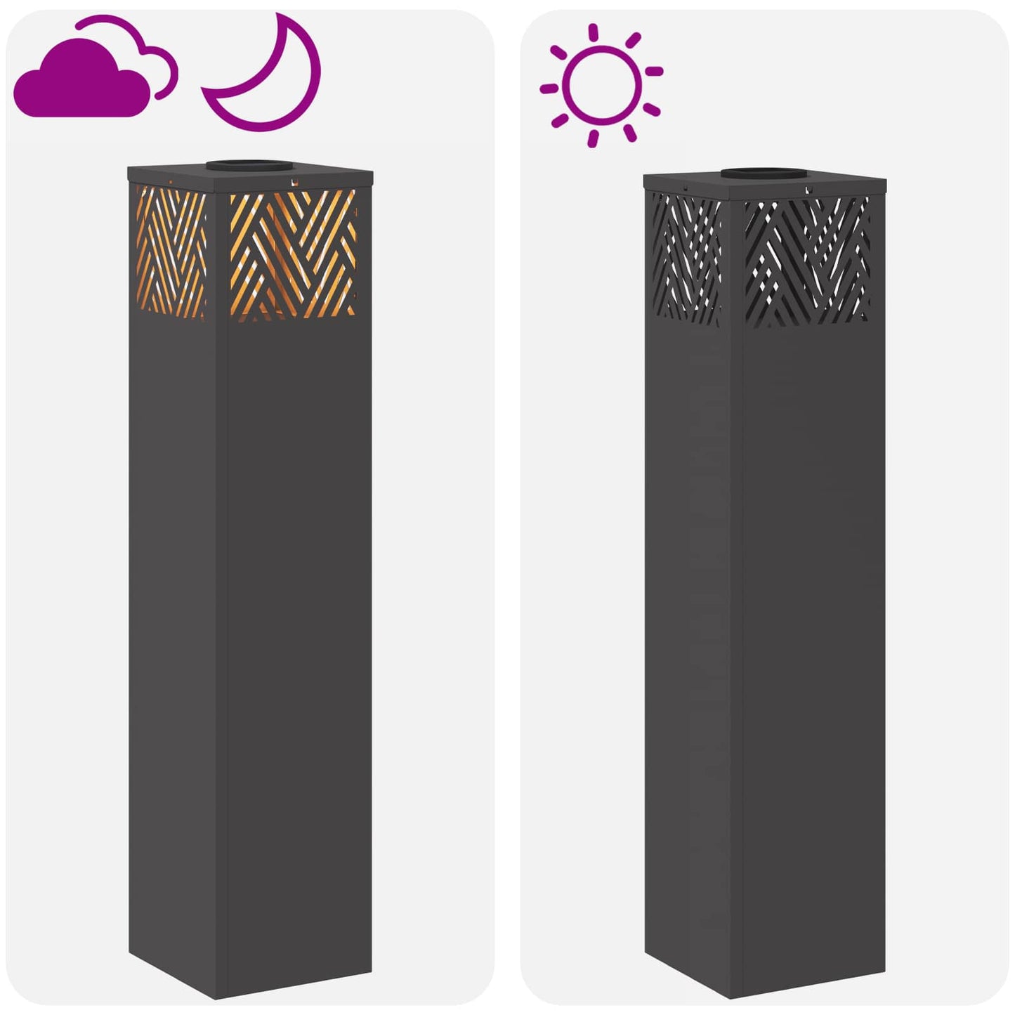 Solar LED Weg Licht 2 stk. Warmes Weiß 18 x 18 x 80 cm