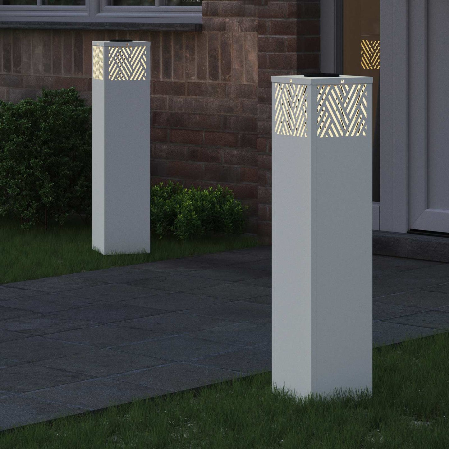 Solar LED Weg Licht 2 stk. Warmes Weiß 18 x 18 x 80 cm