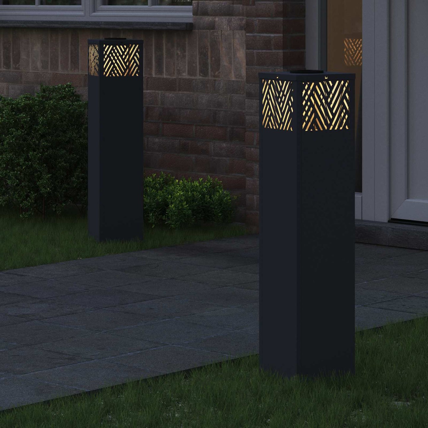 Solar LED Weg Licht 2 stk. Warmes Weiß 18 x 18 x 80 cm