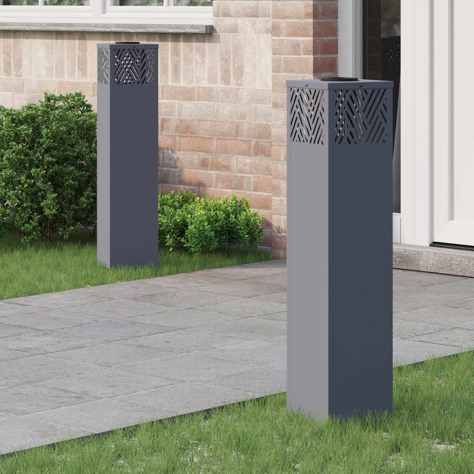 Solar LED Weg Licht 2 stk. Warmes Weiß 18 x 18 x 80 cm