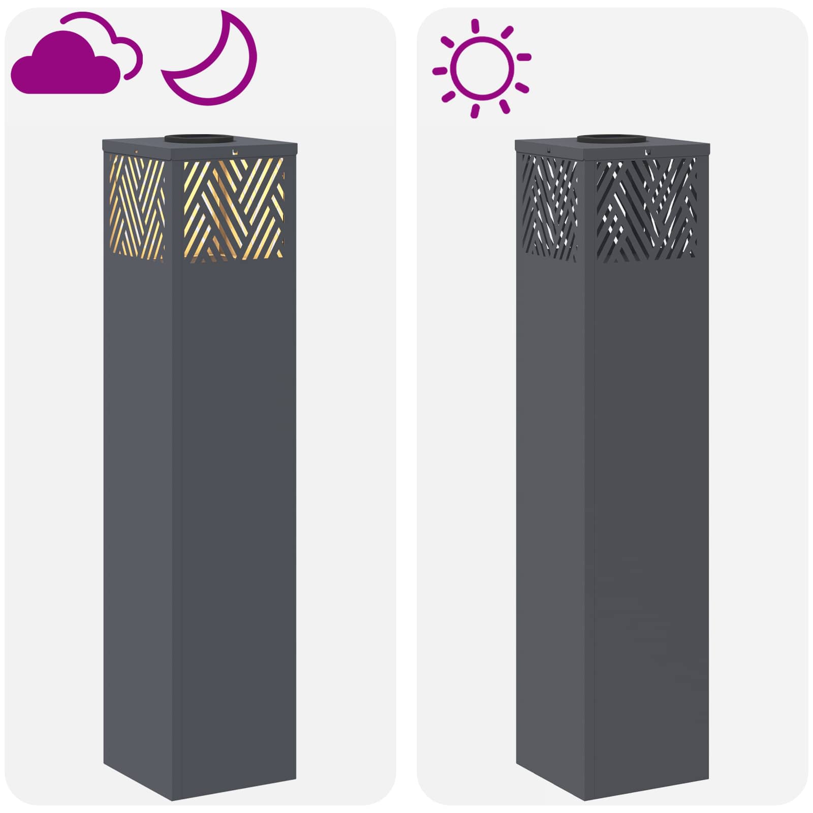 Solar LED Weg Licht 2 stk. Warmes Weiß 18 x 18 x 80 cm