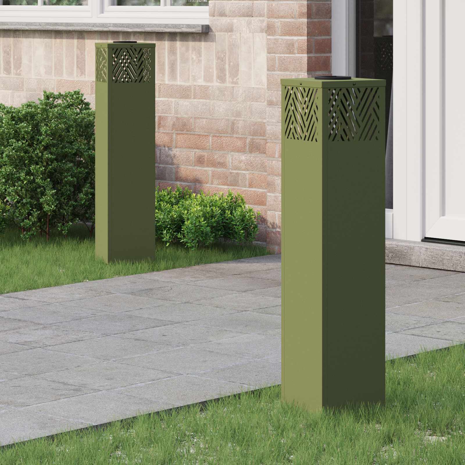 Solar LED Weg Licht 2 stk. Warmes Weiß 18 x 18 x 80 cm