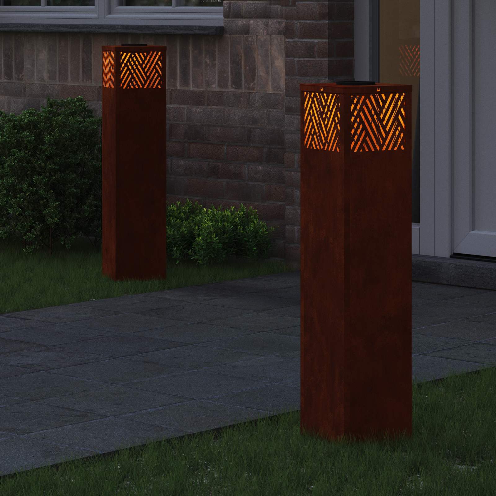 Solar LED Weg Licht 2 stk. Warmes Weiß 18 x 18 x 80 cm