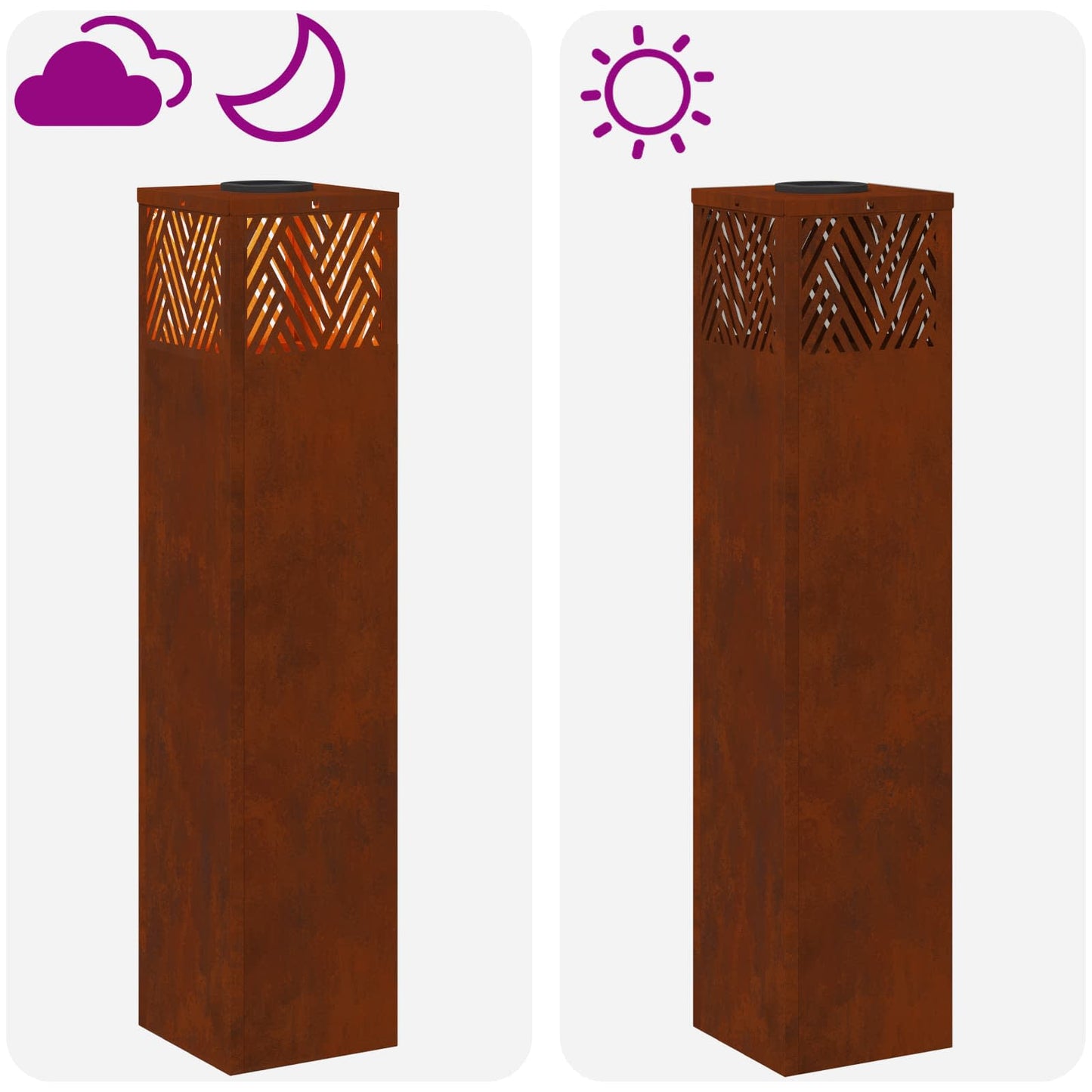 Solar LED Weg Licht 2 stk. Warmes Weiß 18 x 18 x 80 cm
