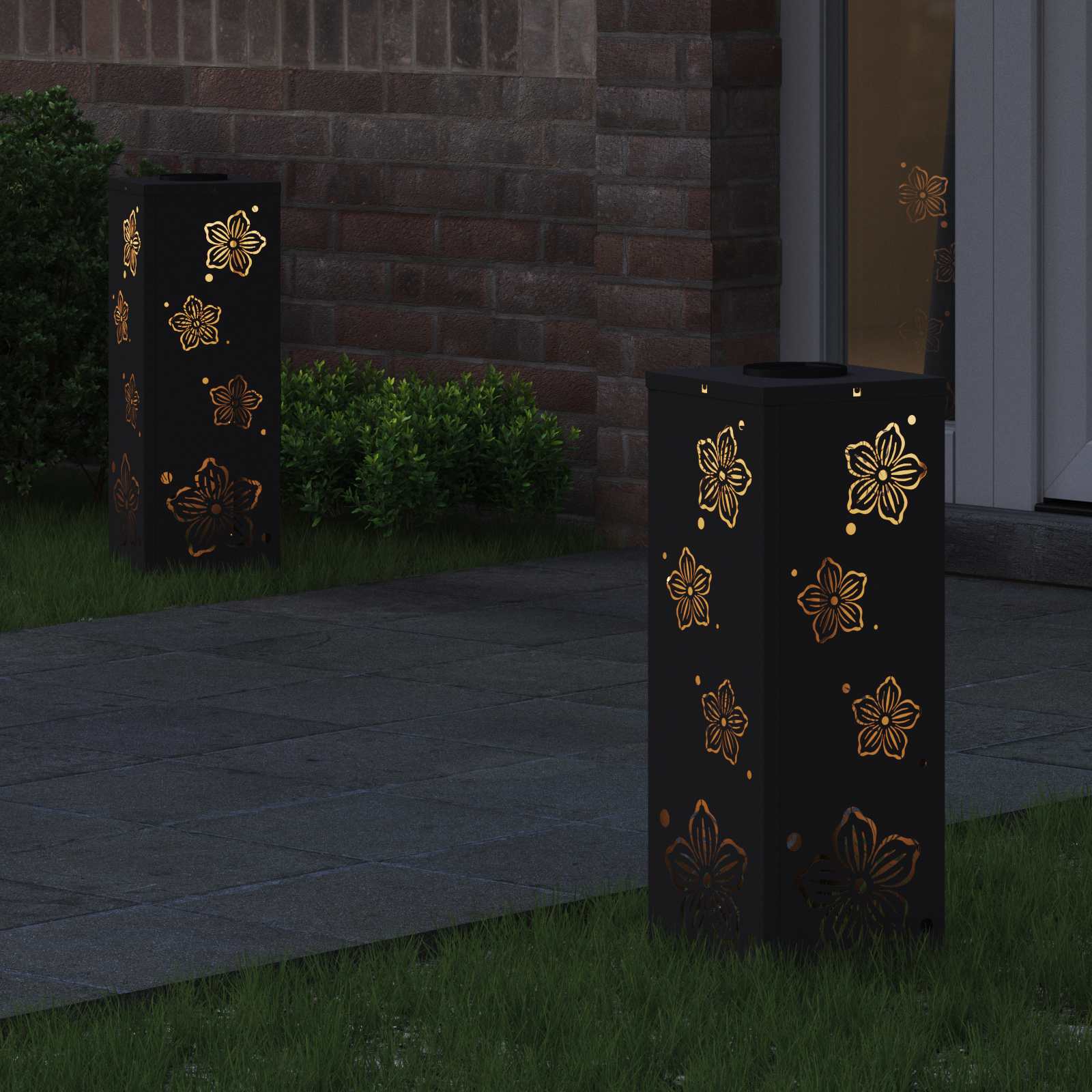 Solar LED Weg Licht 2 stk. Warmes Weiß 18 x 18 x 50 cm