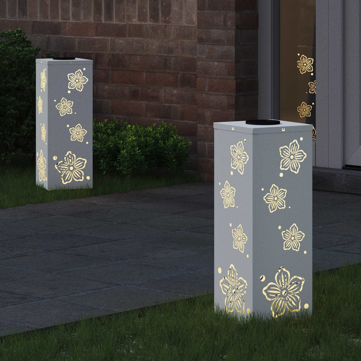 Solar LED Weg Licht 2 stk. Warmes Weiß 18 x 18 x 50 cm