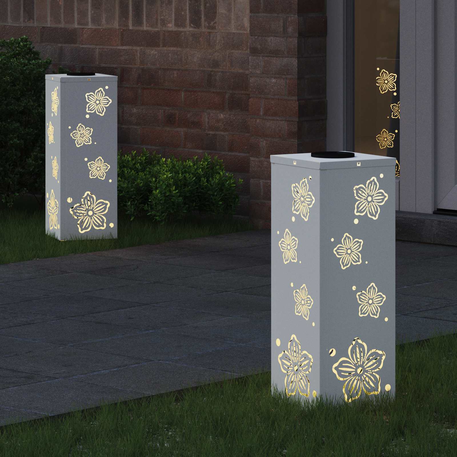 Solar LED Weg Licht 2 stk. Warmes Weiß 18 x 18 x 50 cm