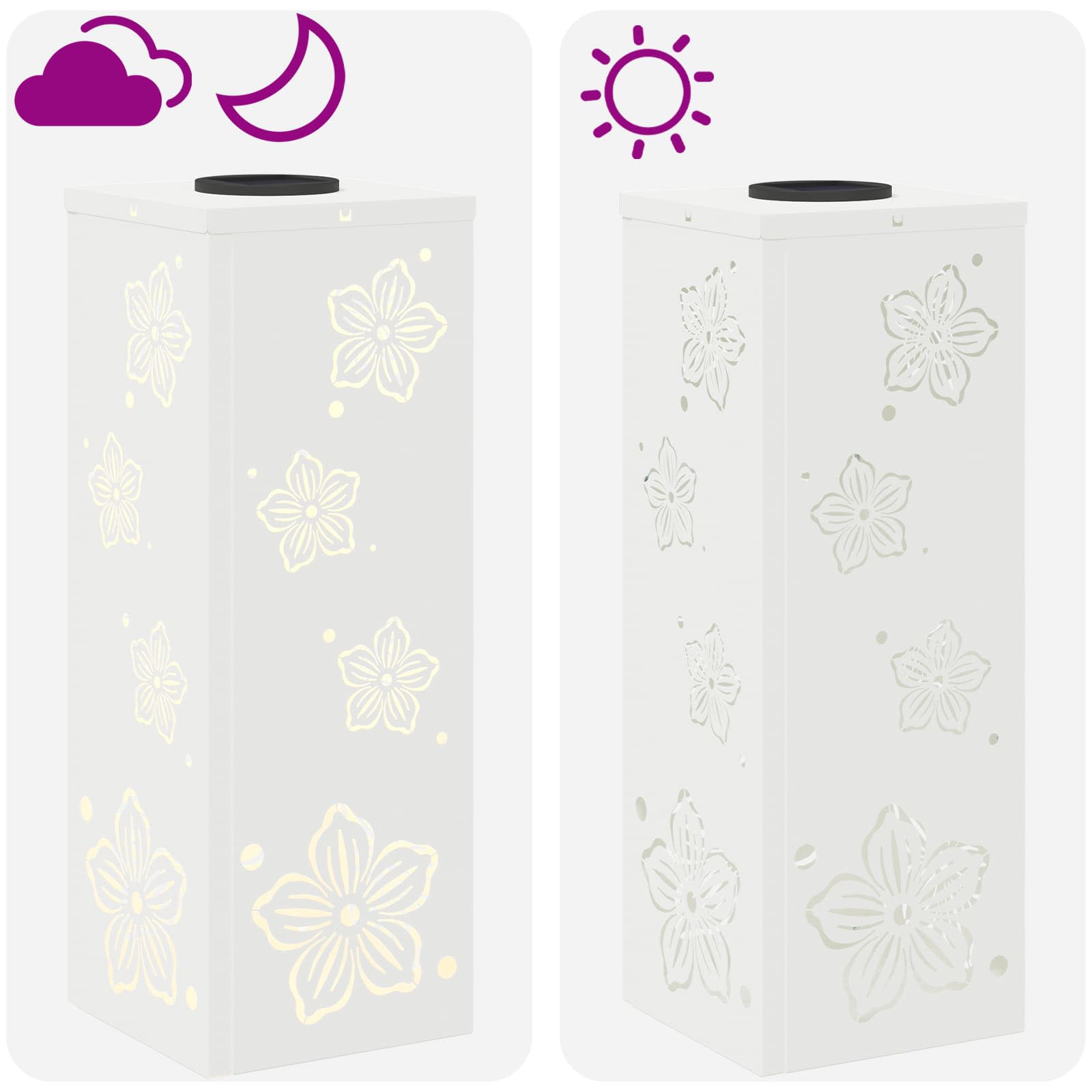 Solar LED Weg Licht 2 stk. Warmes Weiß 18 x 18 x 50 cm