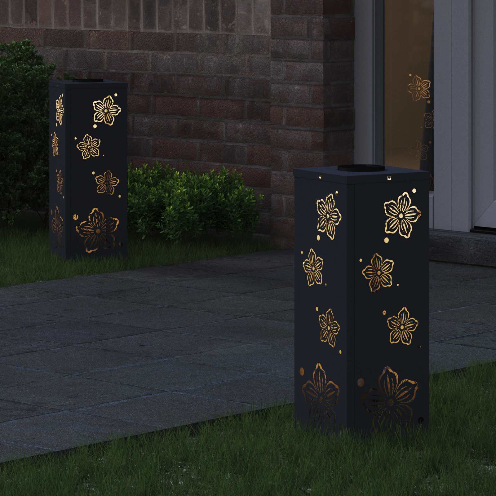 Solar LED Weg Licht 2 stk. Warmes Weiß 18 x 18 x 50 cm