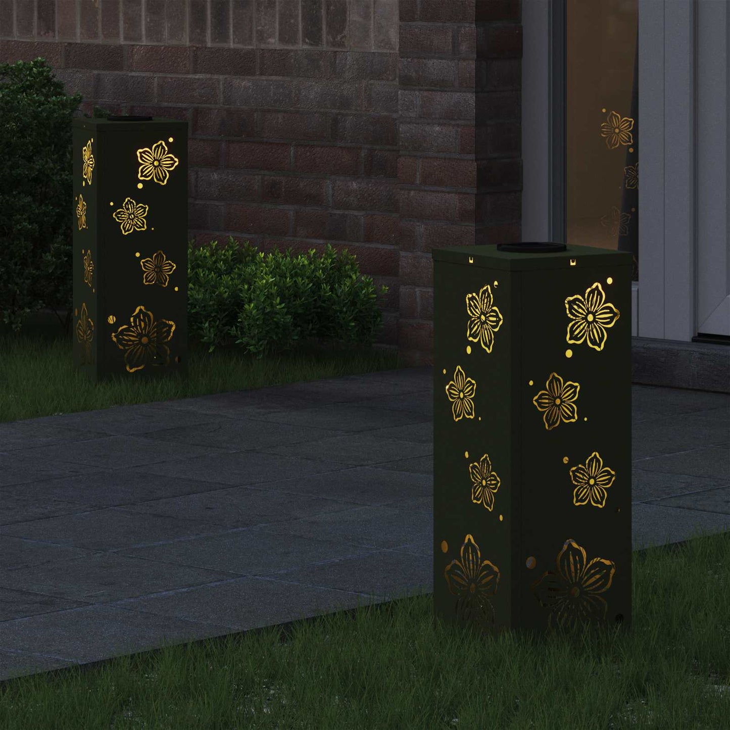 Solar LED Weg Licht 2 stk. Warmes Weiß 18 x 18 x 50 cm