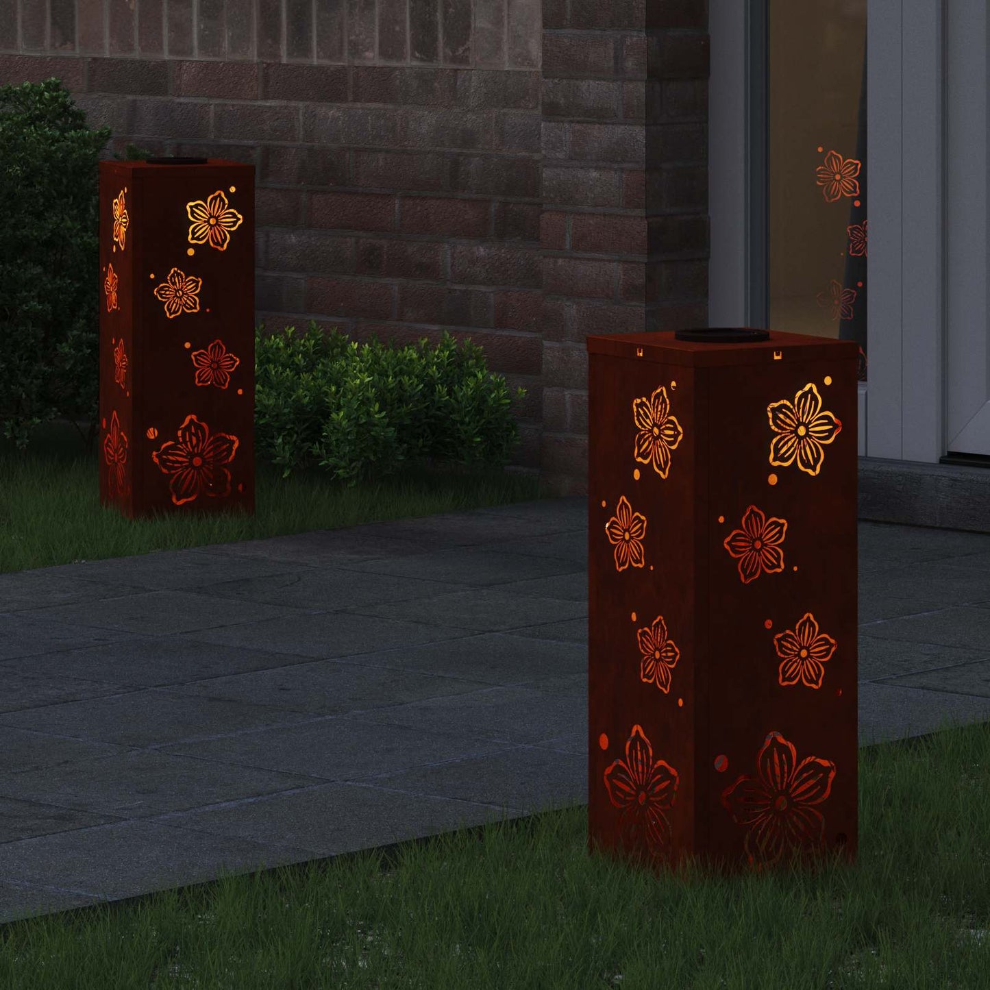 Solar LED Weg Licht 2 stk. Warmes Weiß 18 x 18 x 50 cm