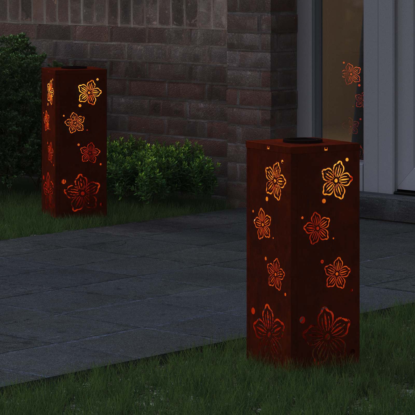 Solar LED Weg Licht 2 stk. Warmes Weiß 18 x 18 x 50 cm