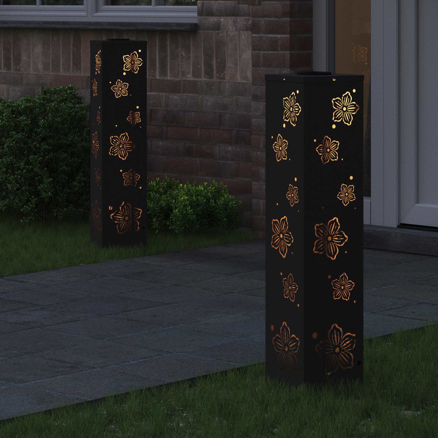 Solar LED Weg Licht 2 stk. Warmes Weiß 18 x 18 x 80 cm