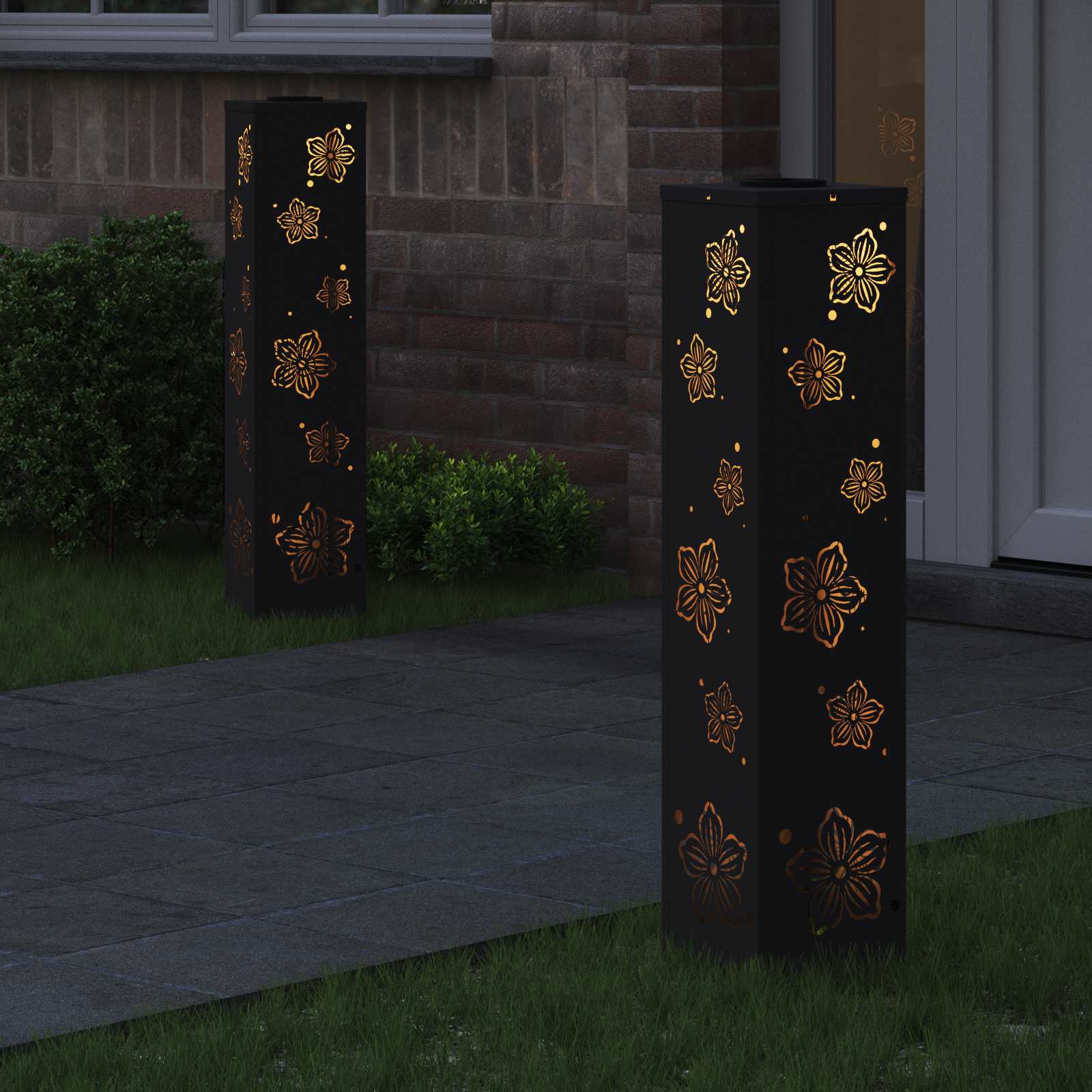 Solar LED Weg Licht 2 stk. Warmes Weiß 18 x 18 x 80 cm