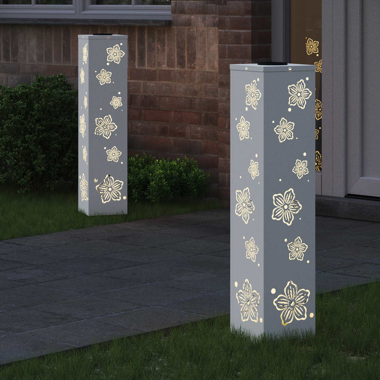 Solar LED Weg Licht 2 stk. Warmes Weiß 18 x 18 x 80 cm