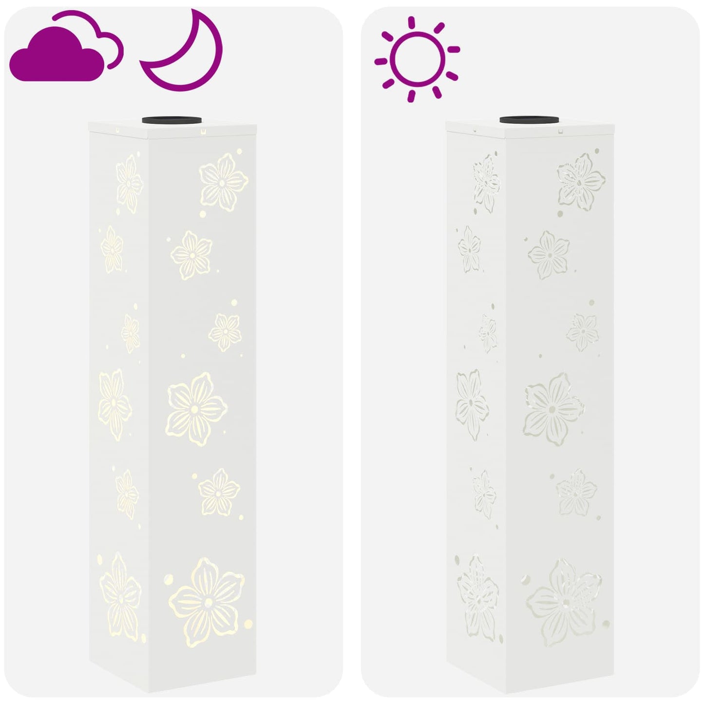 Solar LED Weg Licht 2 stk. Warmes Weiß 18 x 18 x 80 cm