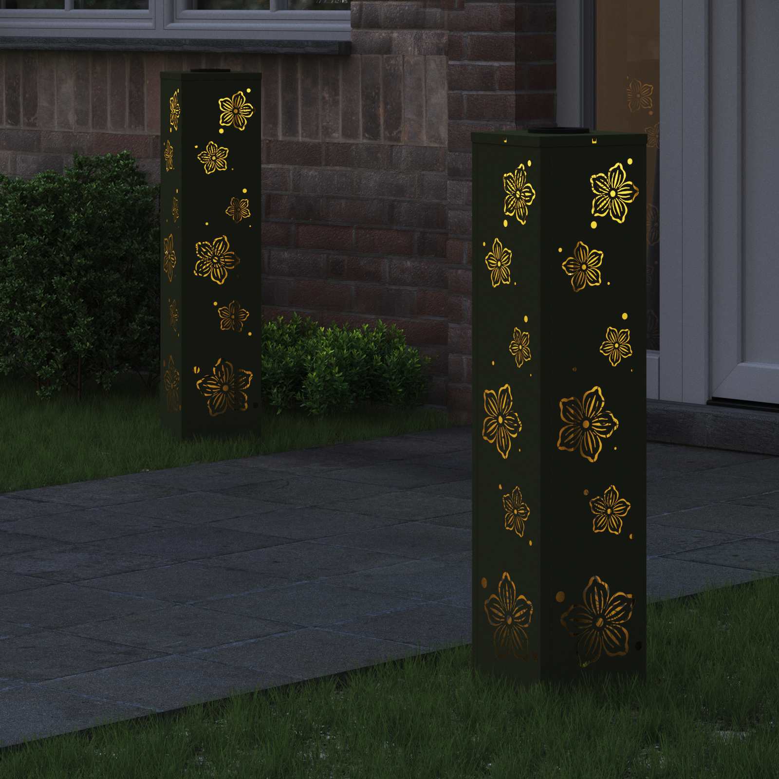 Solar LED Weg Licht 2 stk. Warmes Weiß 18 x 18 x 80 cm