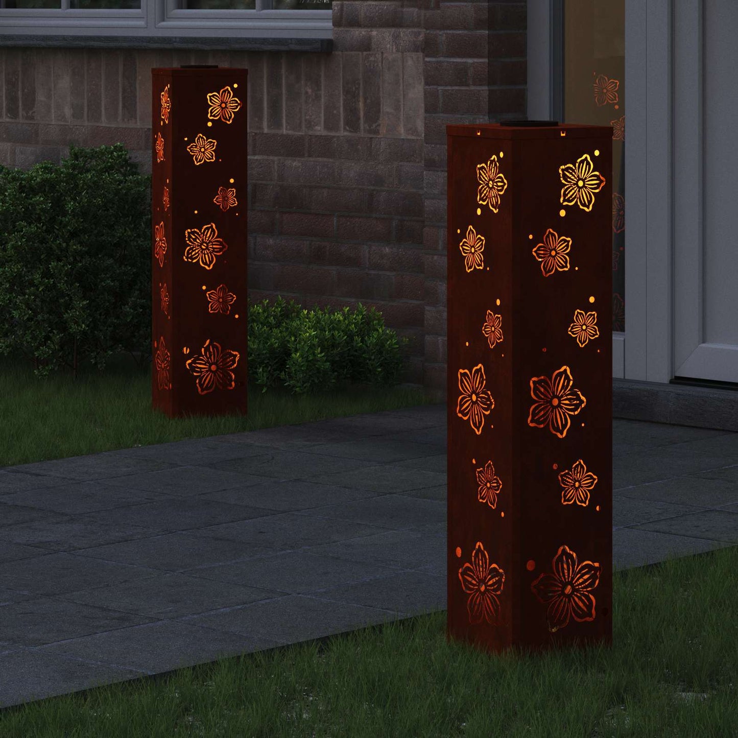 Solar LED Weg Licht 2 stk. Warmes Weiß 18 x 18 x 80 cm