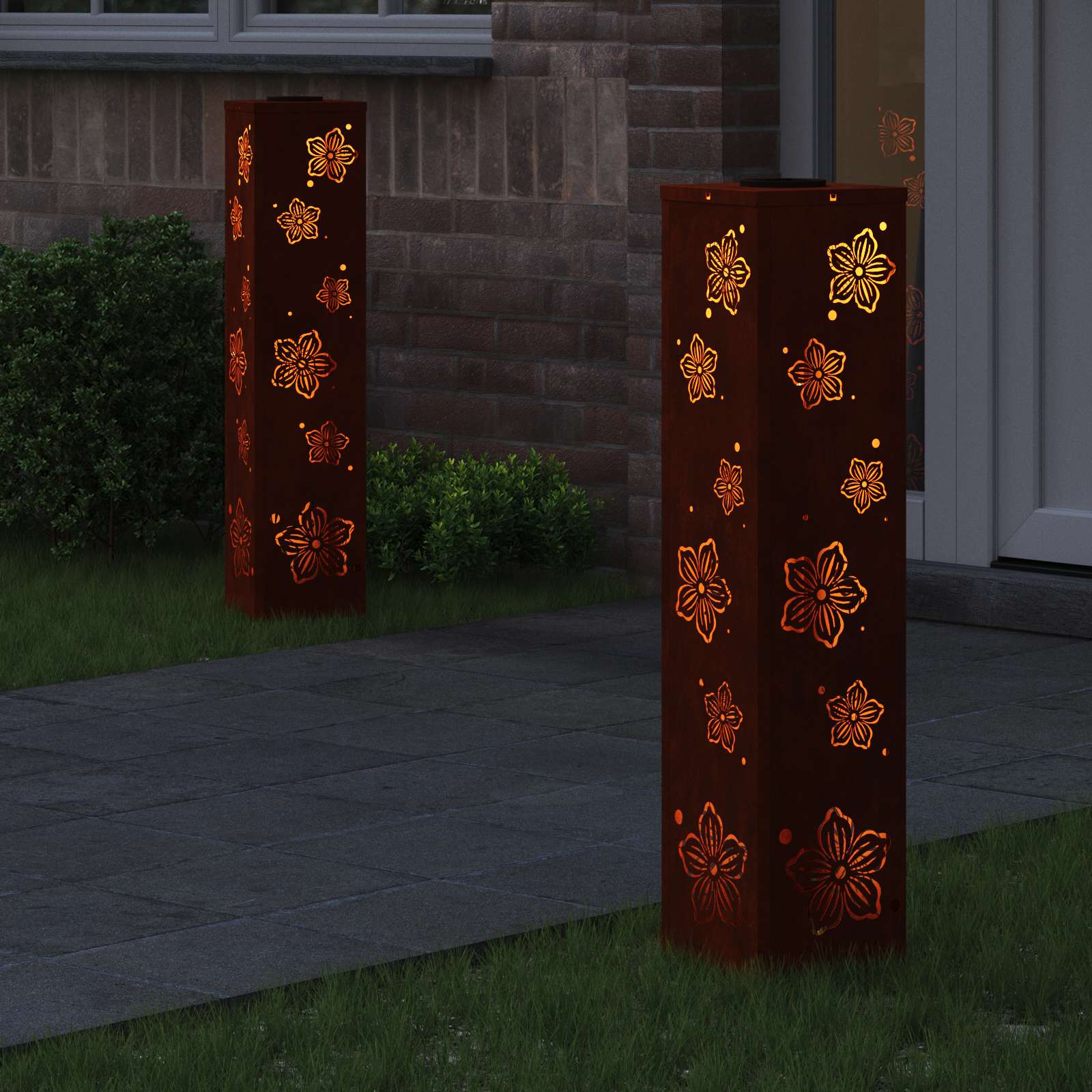 Solar LED Weg Licht 2 stk. Warmes Weiß 18 x 18 x 80 cm