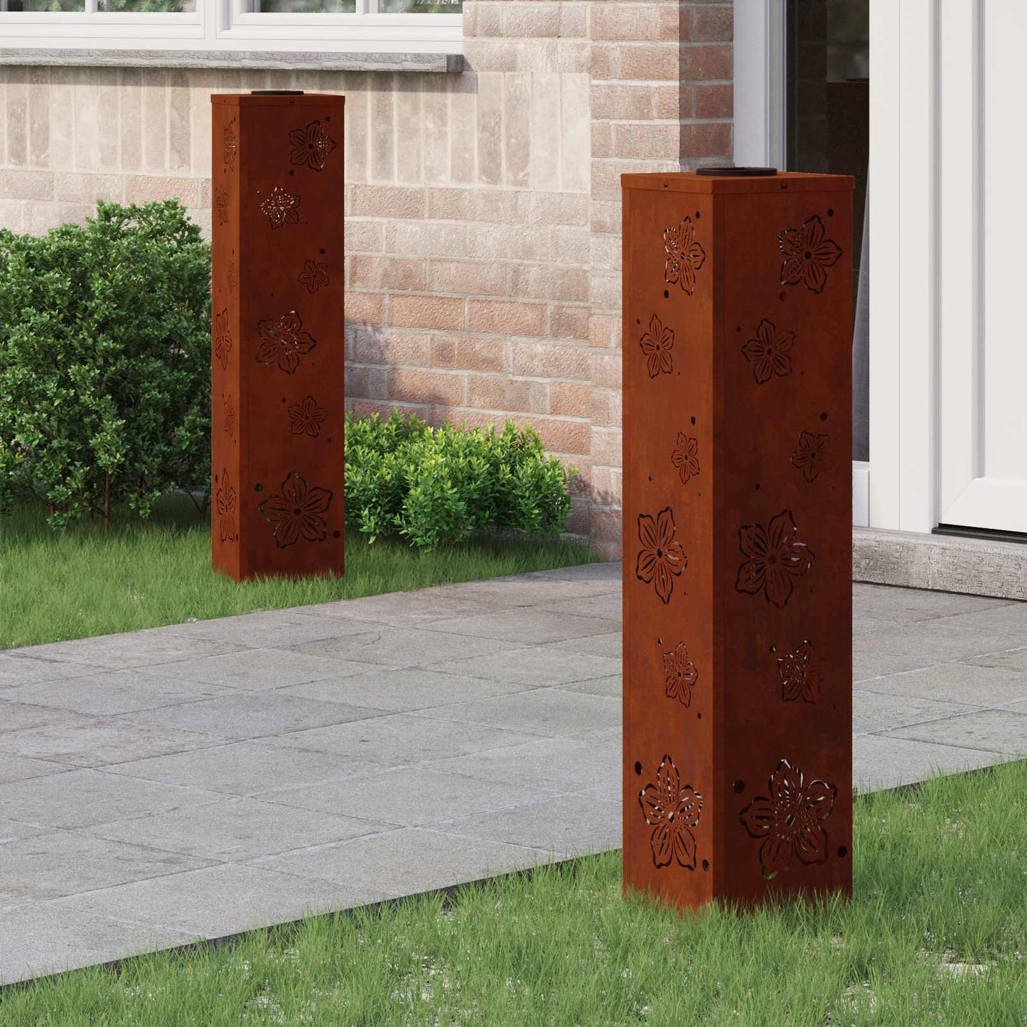 Solar LED Weg Licht 2 stk. Warmes Weiß 18 x 18 x 80 cm