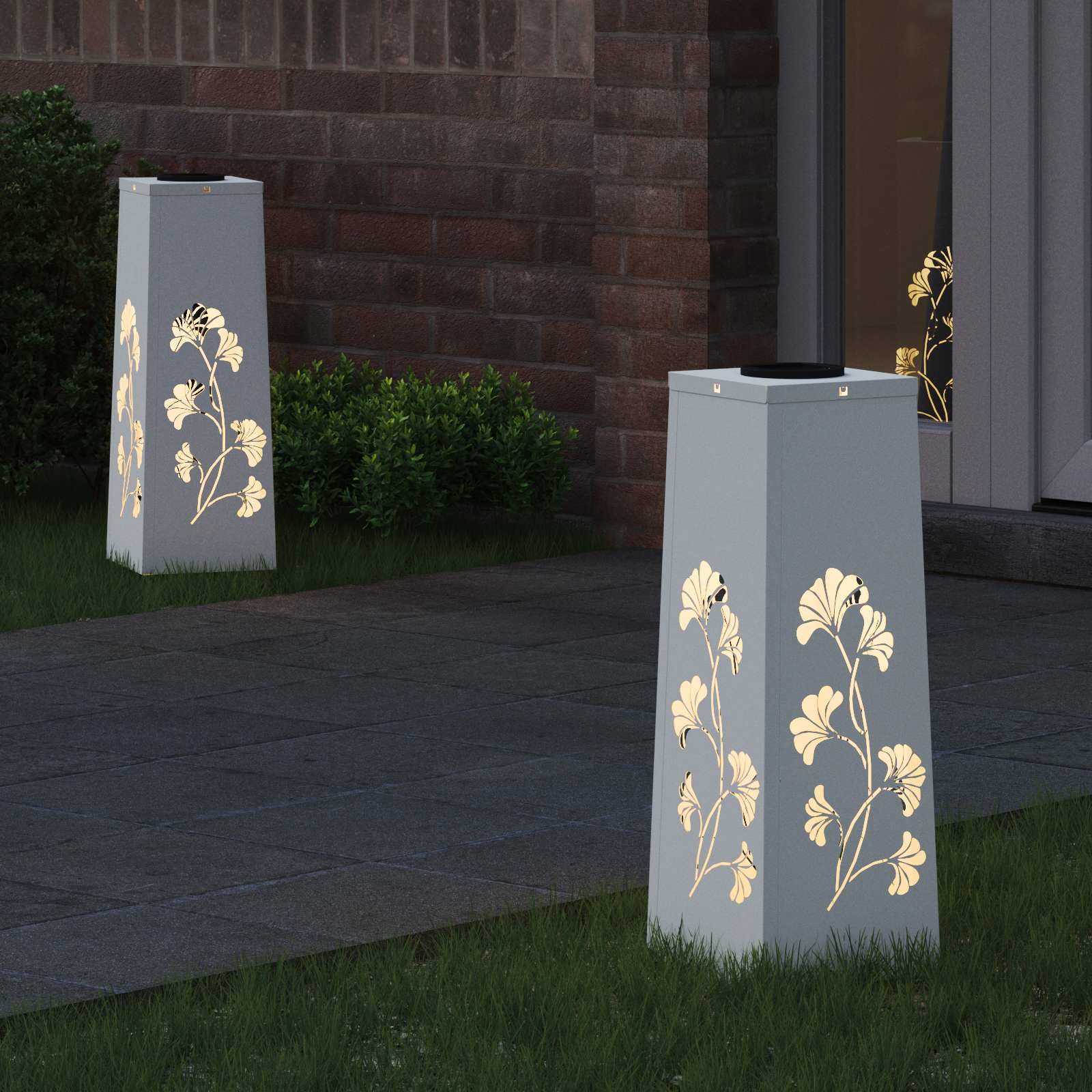 Solar LED Weg Licht 2 stk. Warmes Weiß 18 x 18 x 50 cm