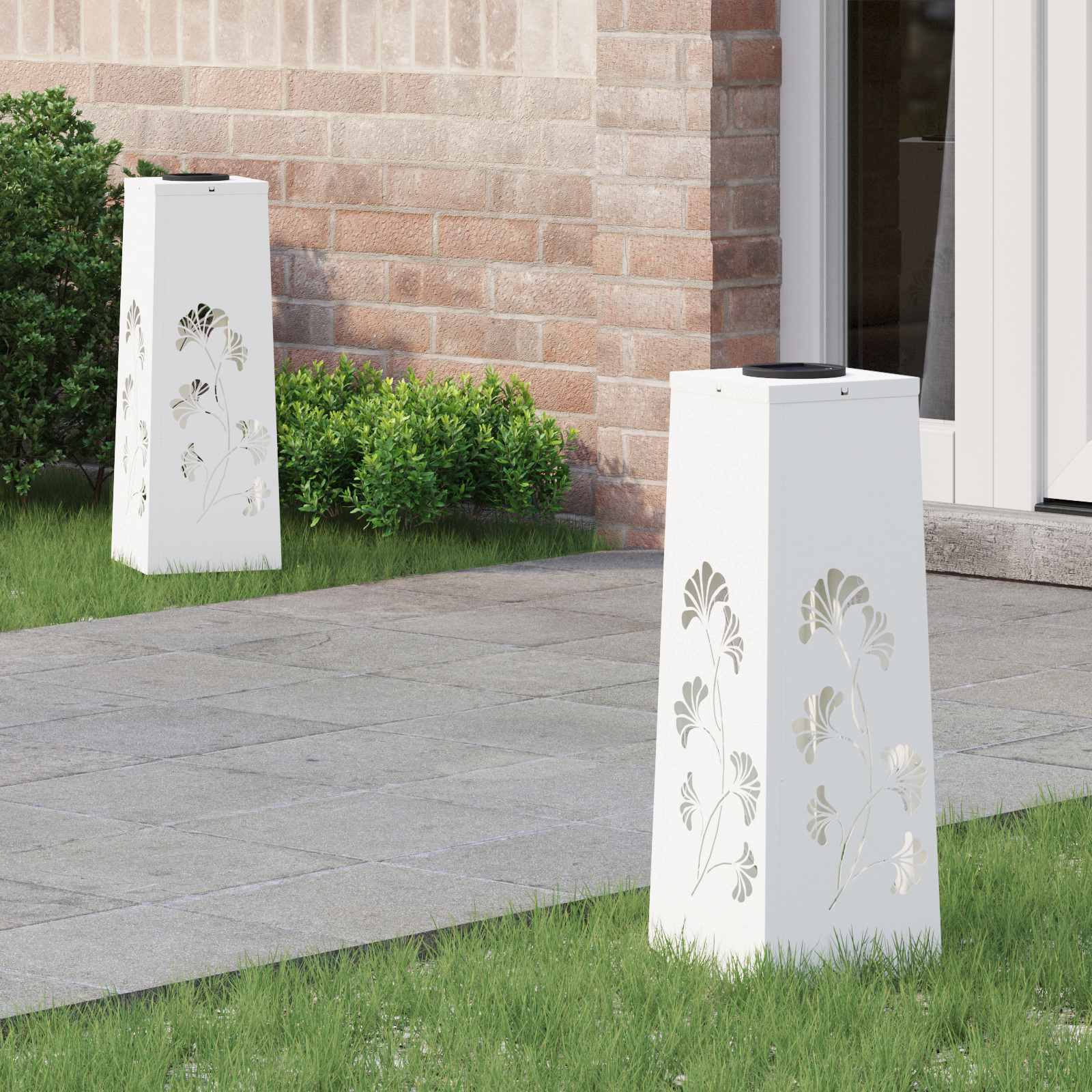 Solar LED Weg Licht 2 stk. Warmes Weiß 18 x 18 x 50 cm