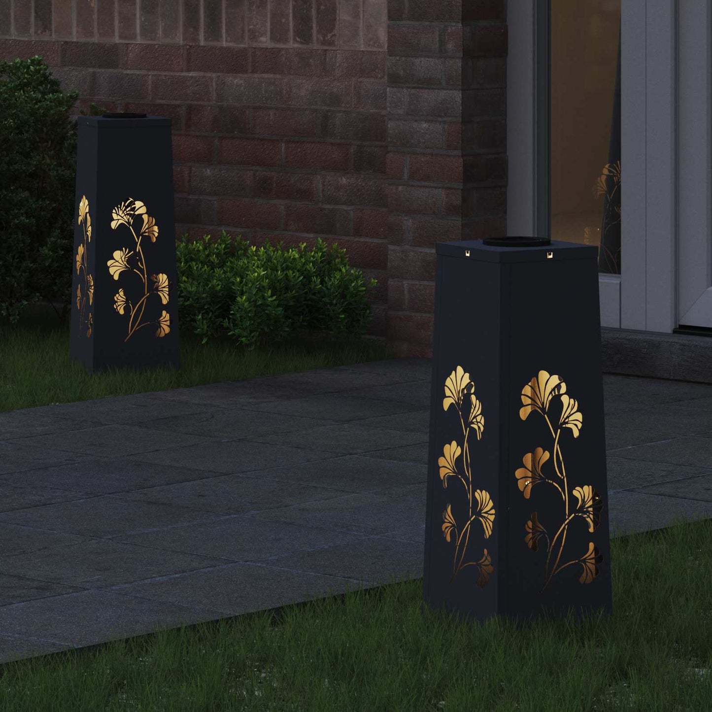 Solar LED Weg Licht 2 stk. Warmes Weiß 18 x 18 x 50 cm