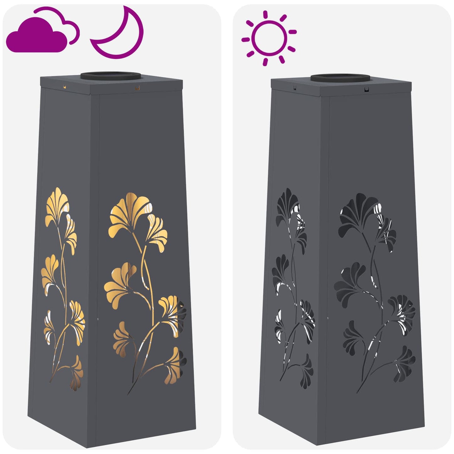 Solar LED Weg Licht 2 stk. Warmes Weiß 18 x 18 x 50 cm