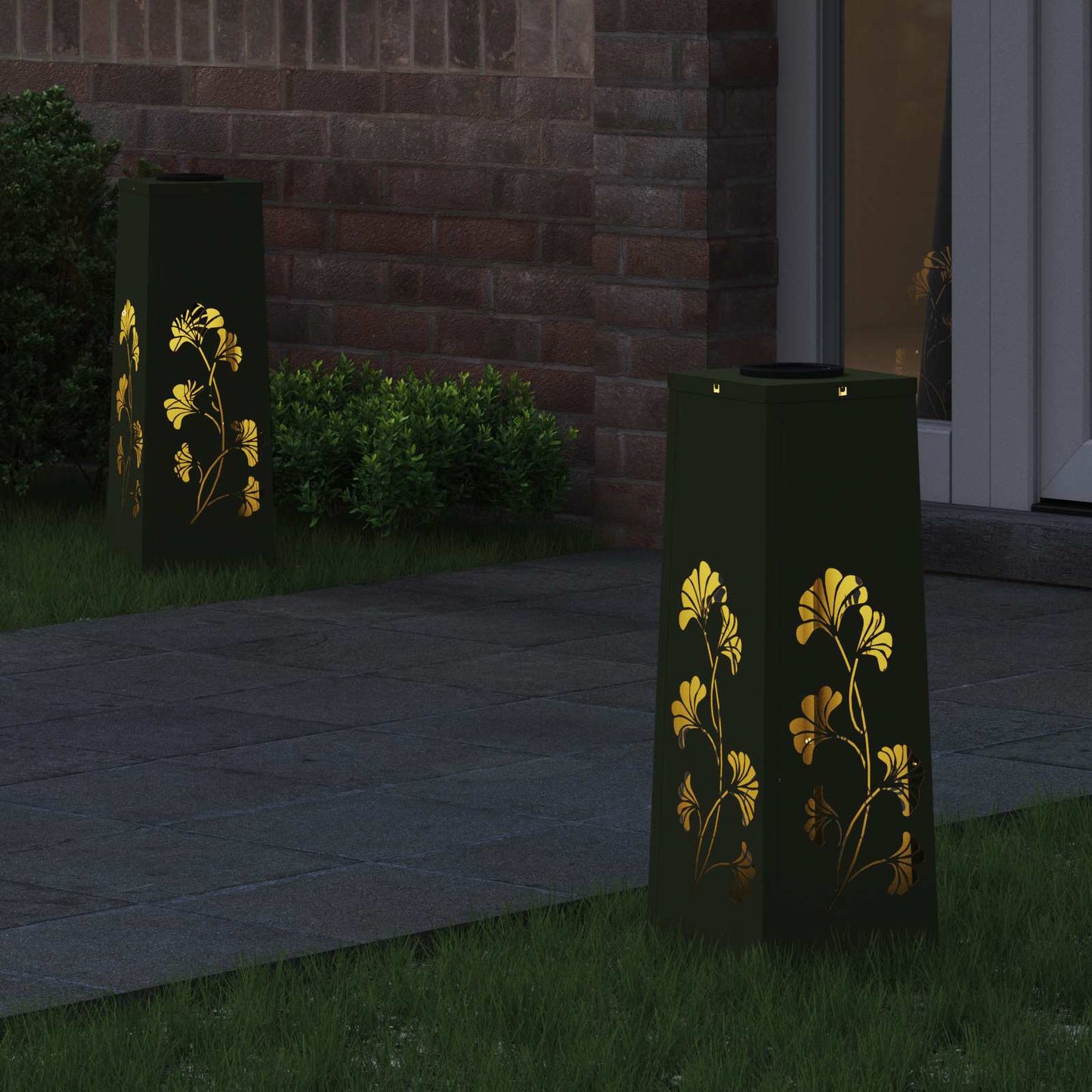 Solar LED Weg Licht 2 stk. Warmes Weiß 18 x 18 x 50 cm