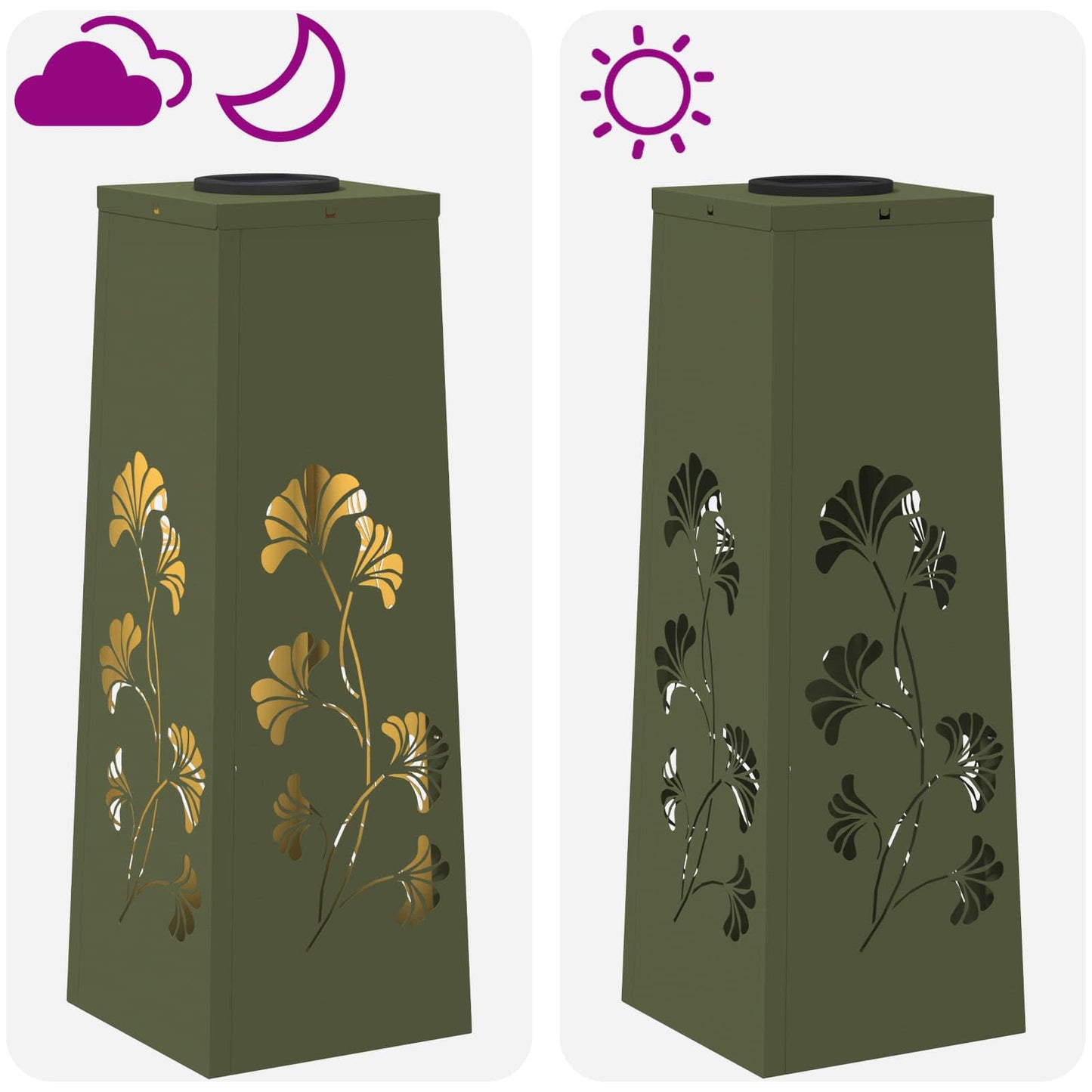 Solar LED Weg Licht 2 stk. Warmes Weiß 18 x 18 x 50 cm