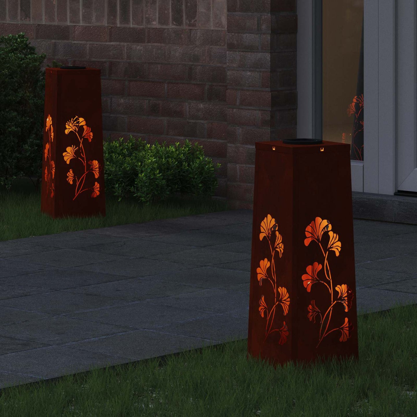 Solar LED Weg Licht 2 stk. Warmes Weiß 18 x 18 x 50 cm