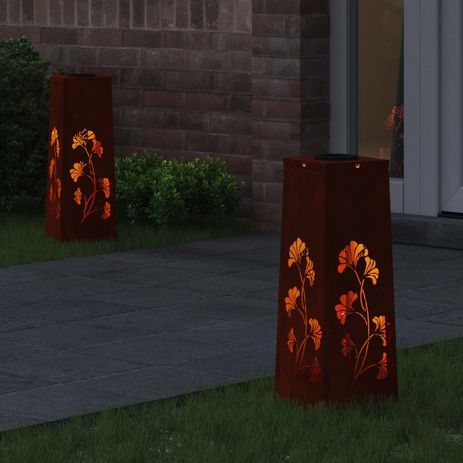 Solar LED Weg Licht 2 stk. Warmes Weiß 18 x 18 x 50 cm