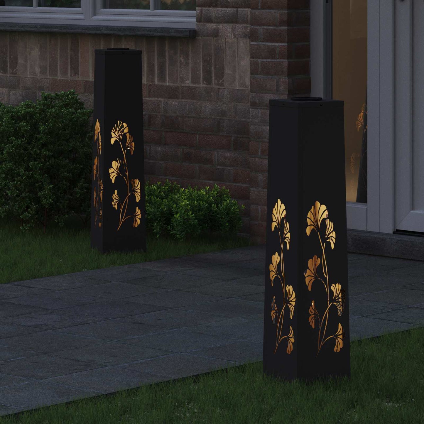 Solar LED Weg Licht 2 stk. Warmes Weiß 18 x 18 x 80 cm
