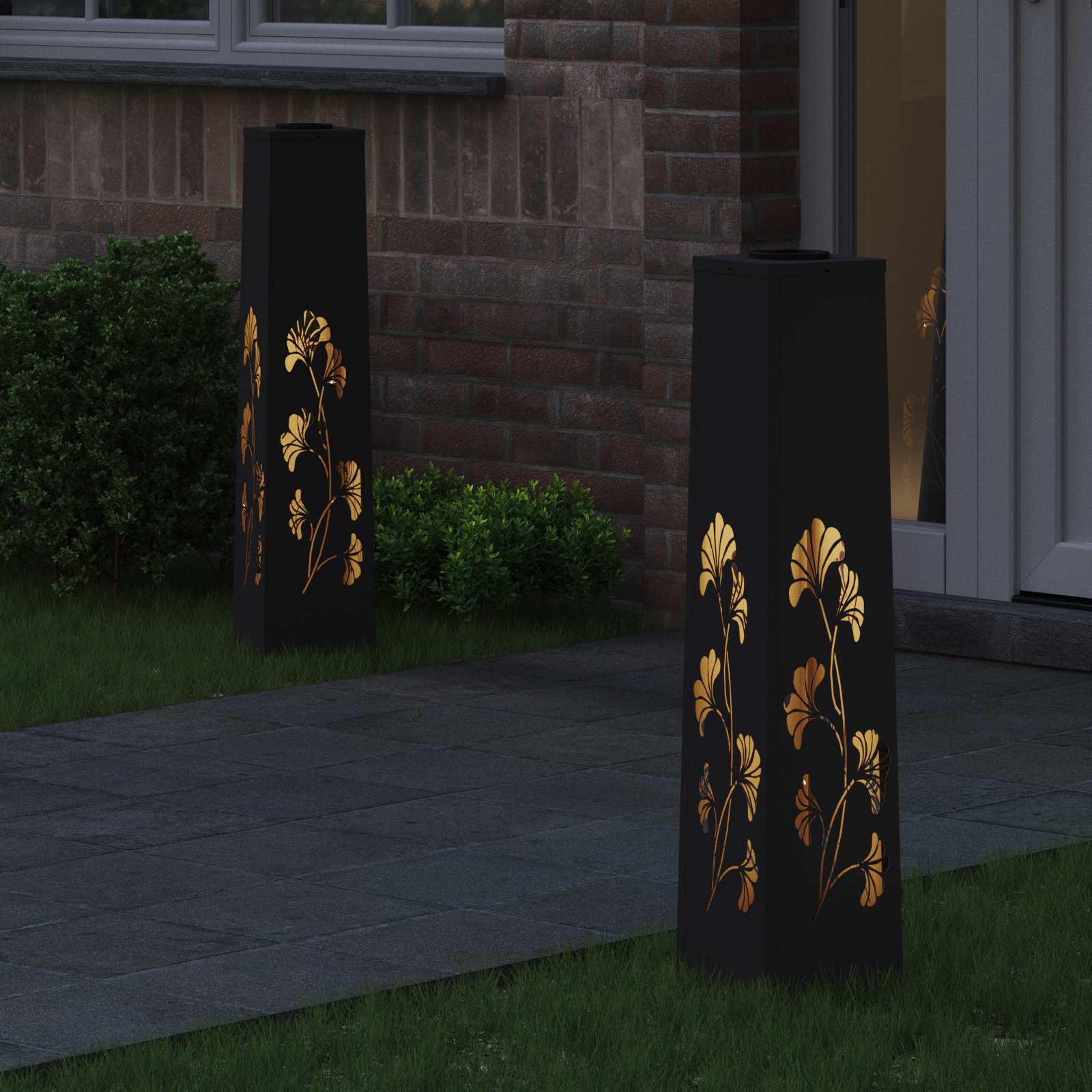 Solar LED Weg Licht 2 stk. Warmes Weiß 18 x 18 x 80 cm