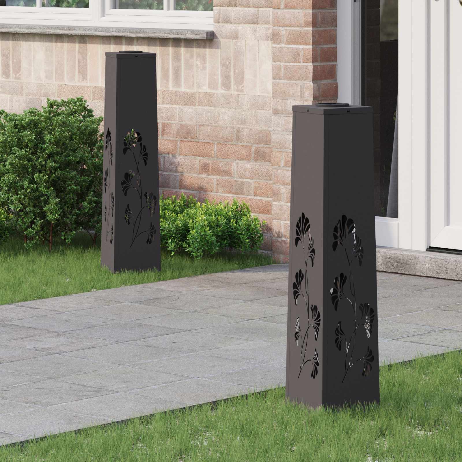 Solar LED Weg Licht 2 stk. Warmes Weiß 18 x 18 x 80 cm