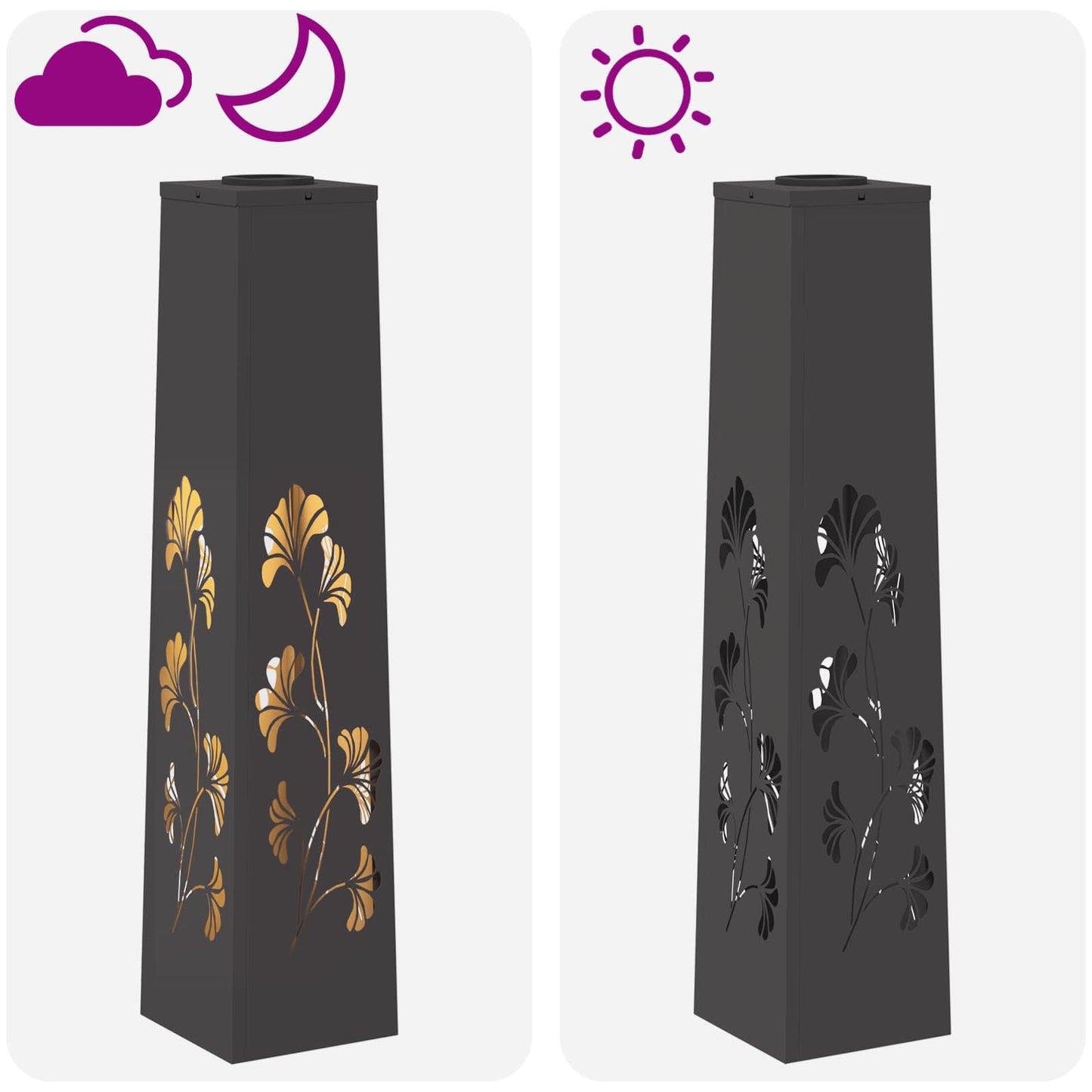 Solar LED Weg Licht 2 stk. Warmes Weiß 18 x 18 x 80 cm