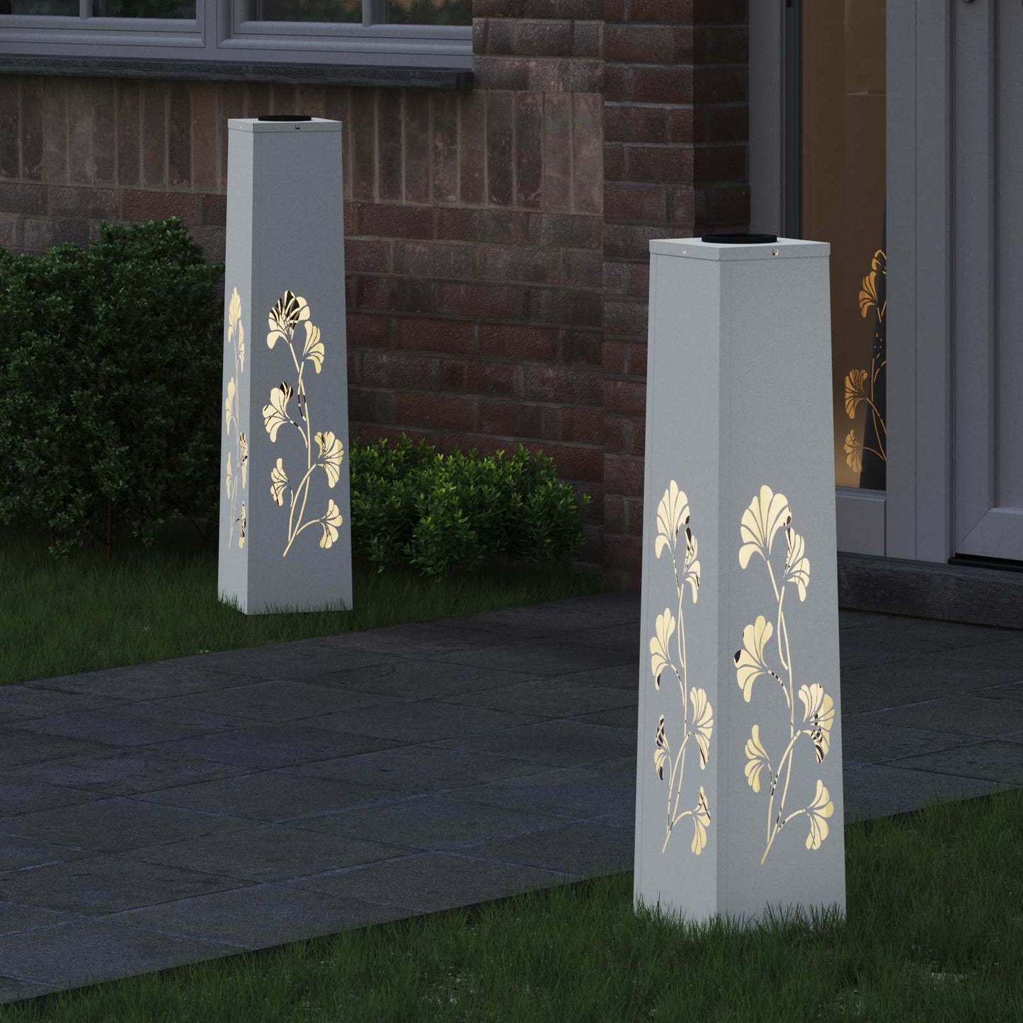 Solar LED Weg Licht 2 stk. Warmes Weiß 18 x 18 x 80 cm
