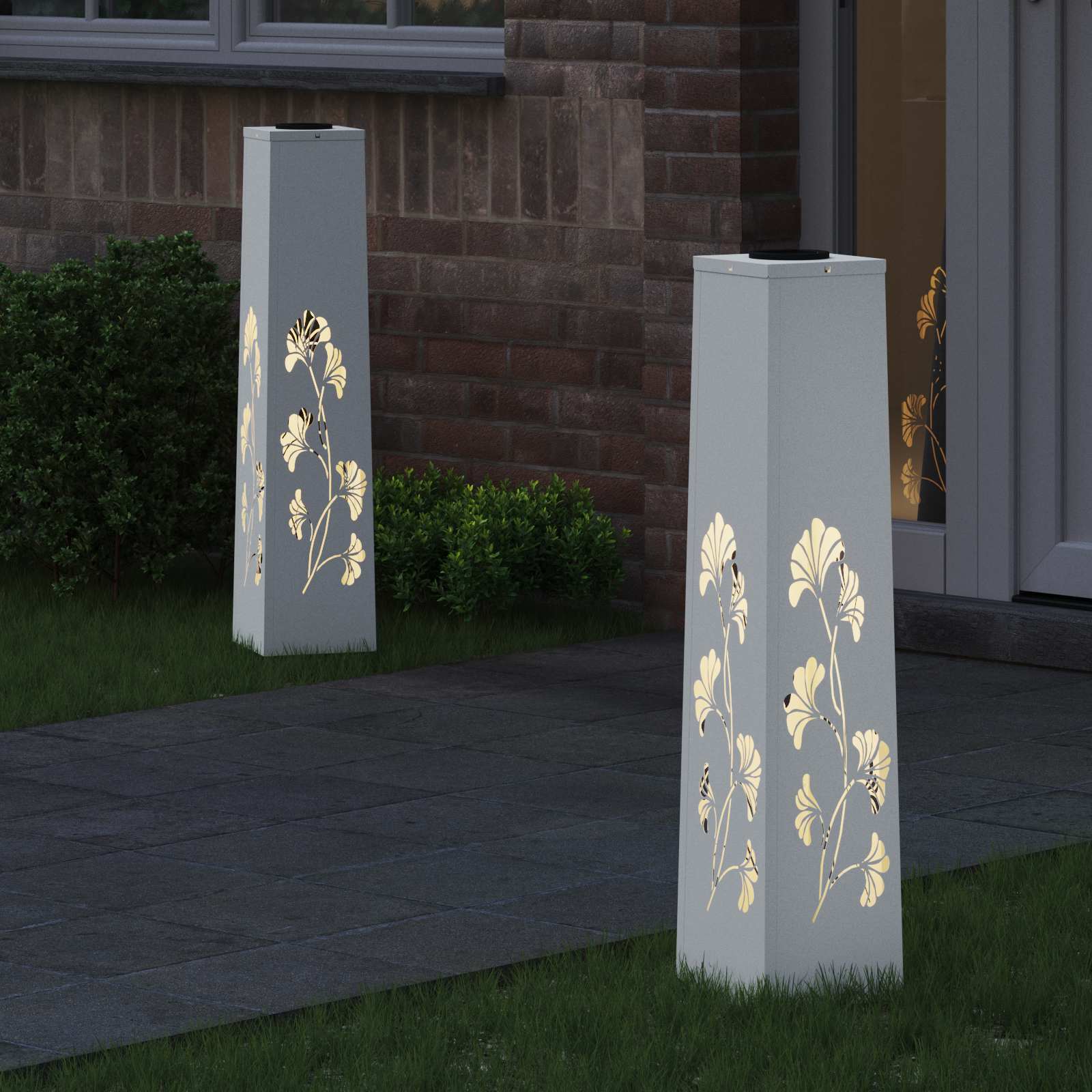 Solar LED Weg Licht 2 stk. Warmes Weiß 18 x 18 x 80 cm
