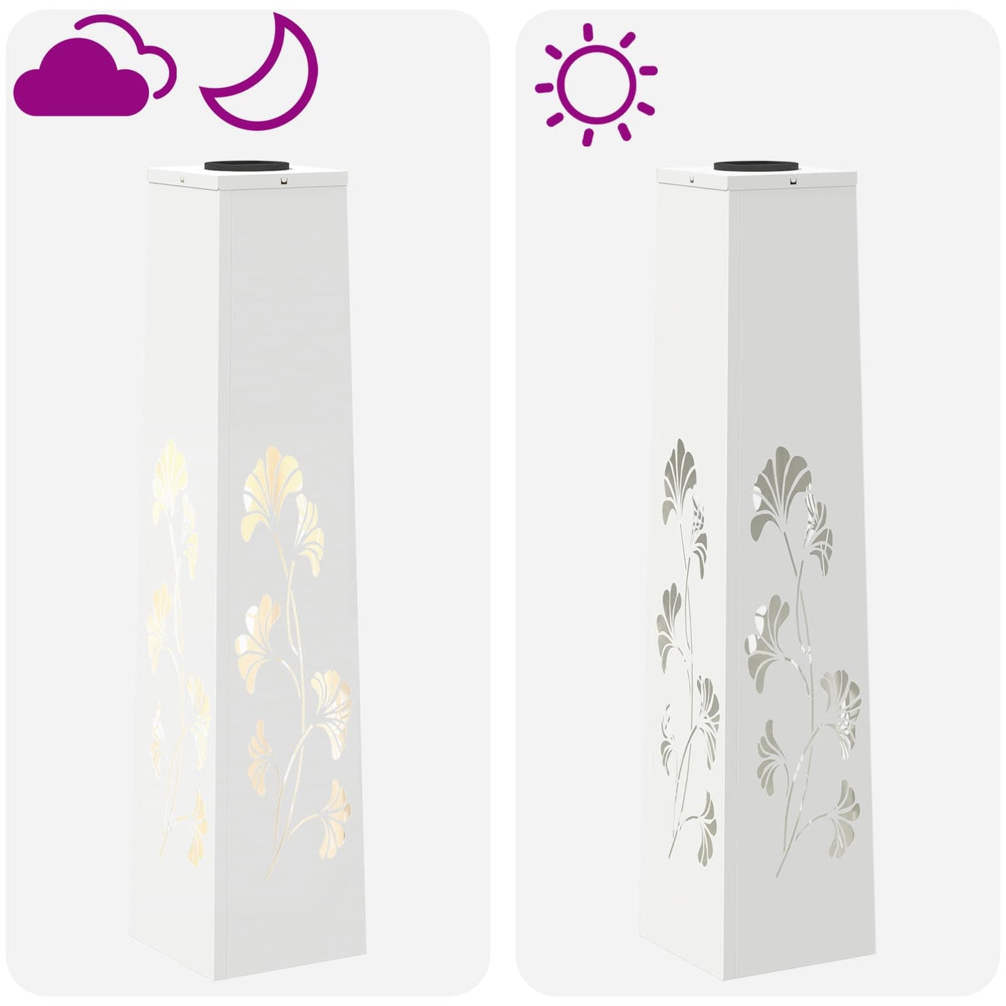 Solar LED Weg Licht 2 stk. Warmes Weiß 18 x 18 x 80 cm