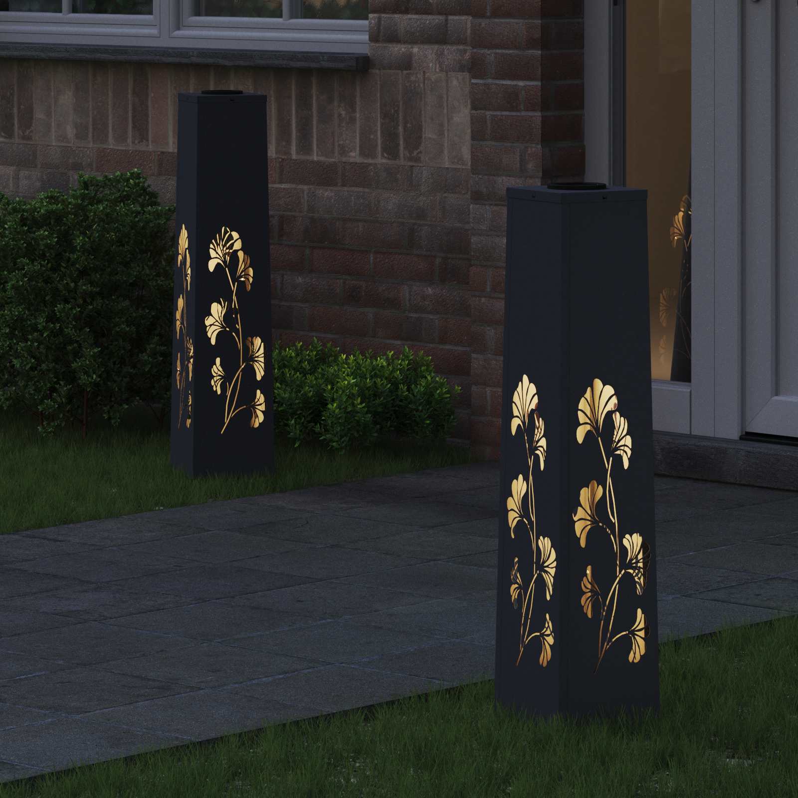 Solar LED Weg Licht 2 stk. Warmes Weiß 18 x 18 x 80 cm