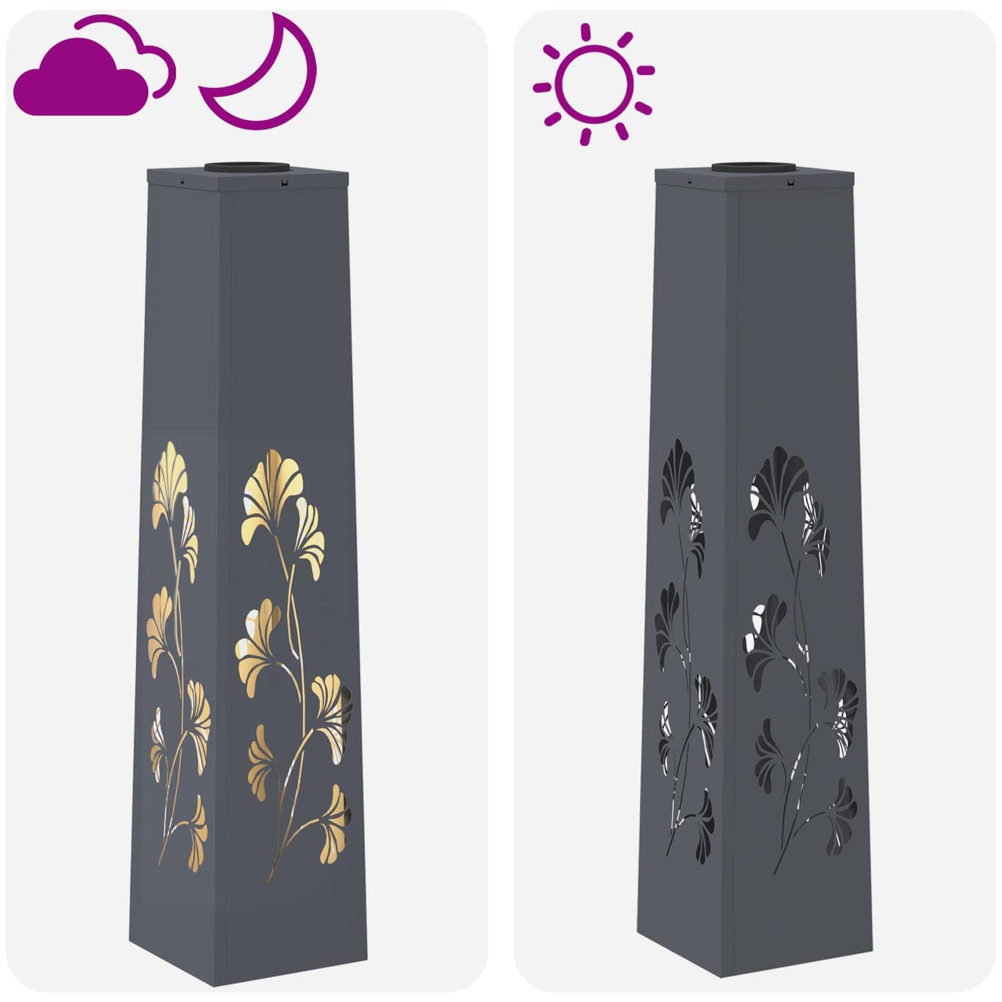 Solar LED Weg Licht 2 stk. Warmes Weiß 18 x 18 x 80 cm