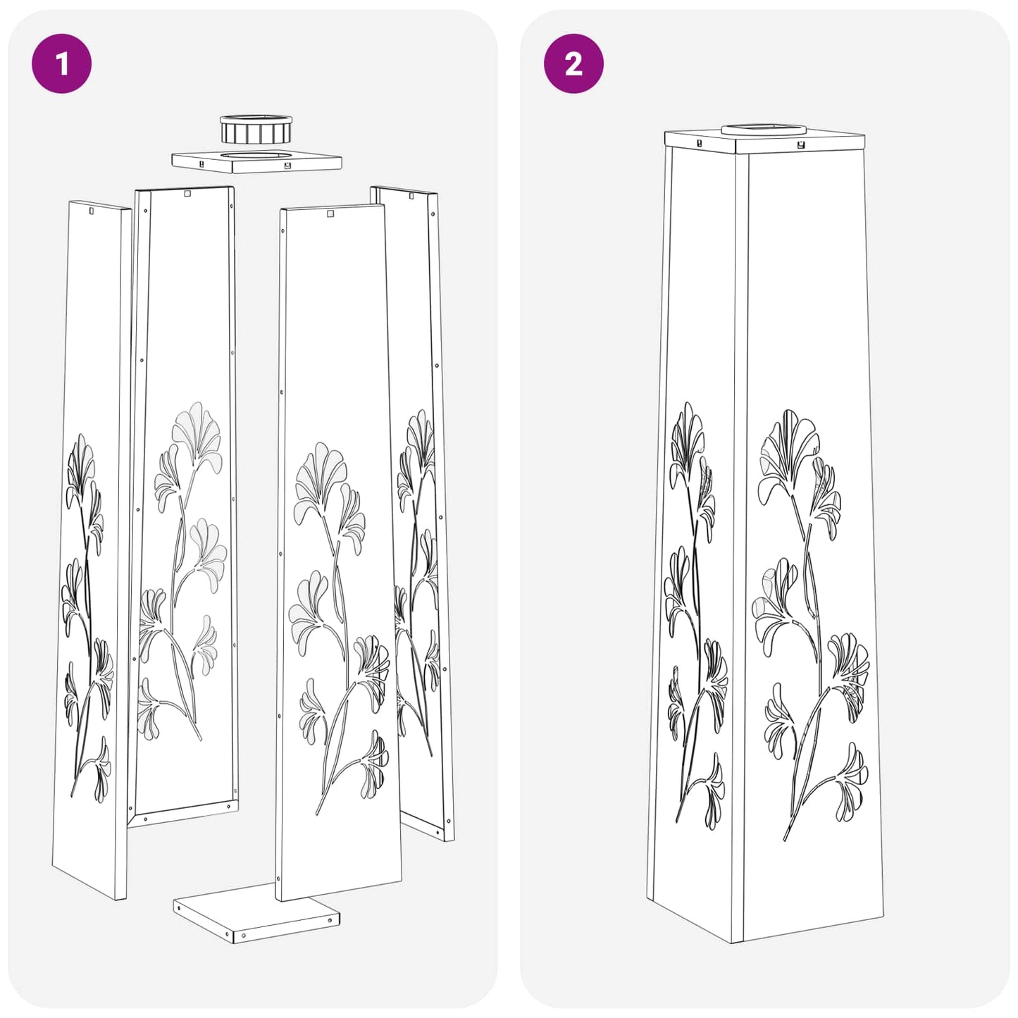 Solar LED Weg Licht 2 stk. Warmes Weiß 18 x 18 x 80 cm