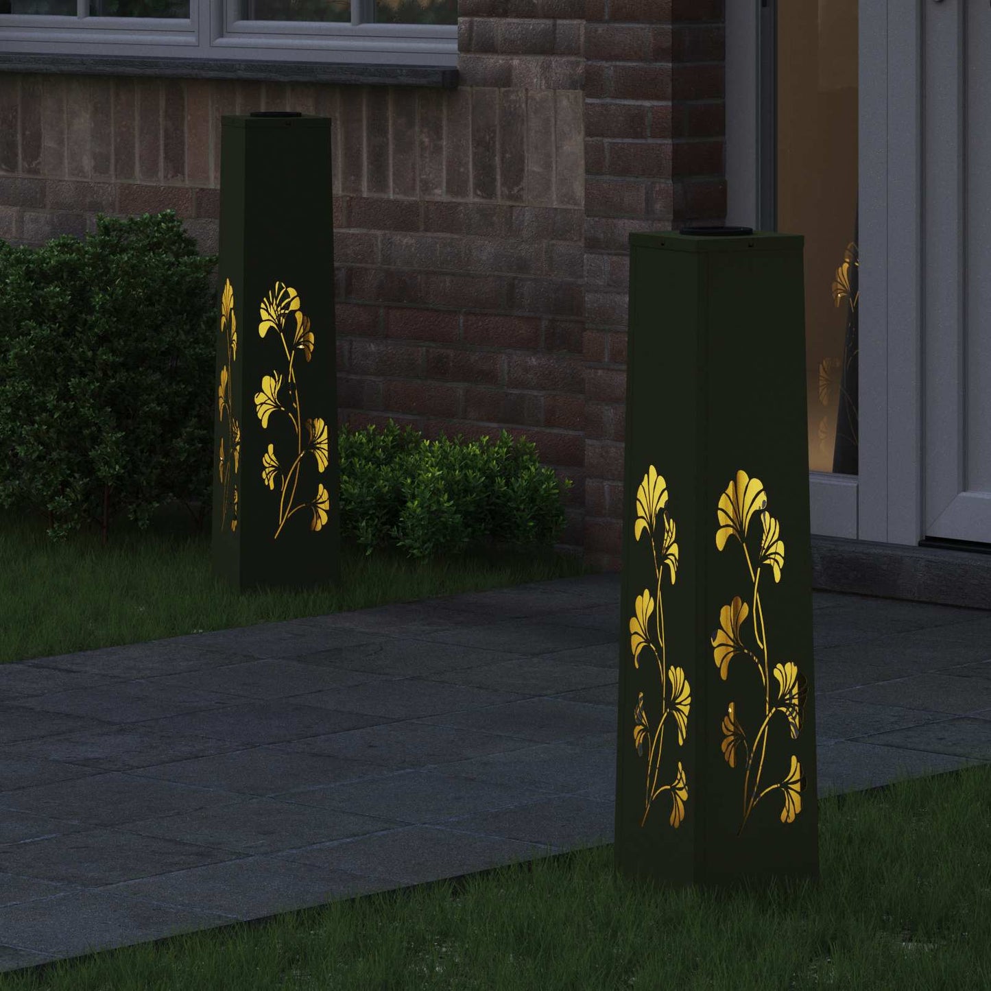 Solar LED Weg Licht 2 stk. Warmes Weiß 18 x 18 x 80 cm