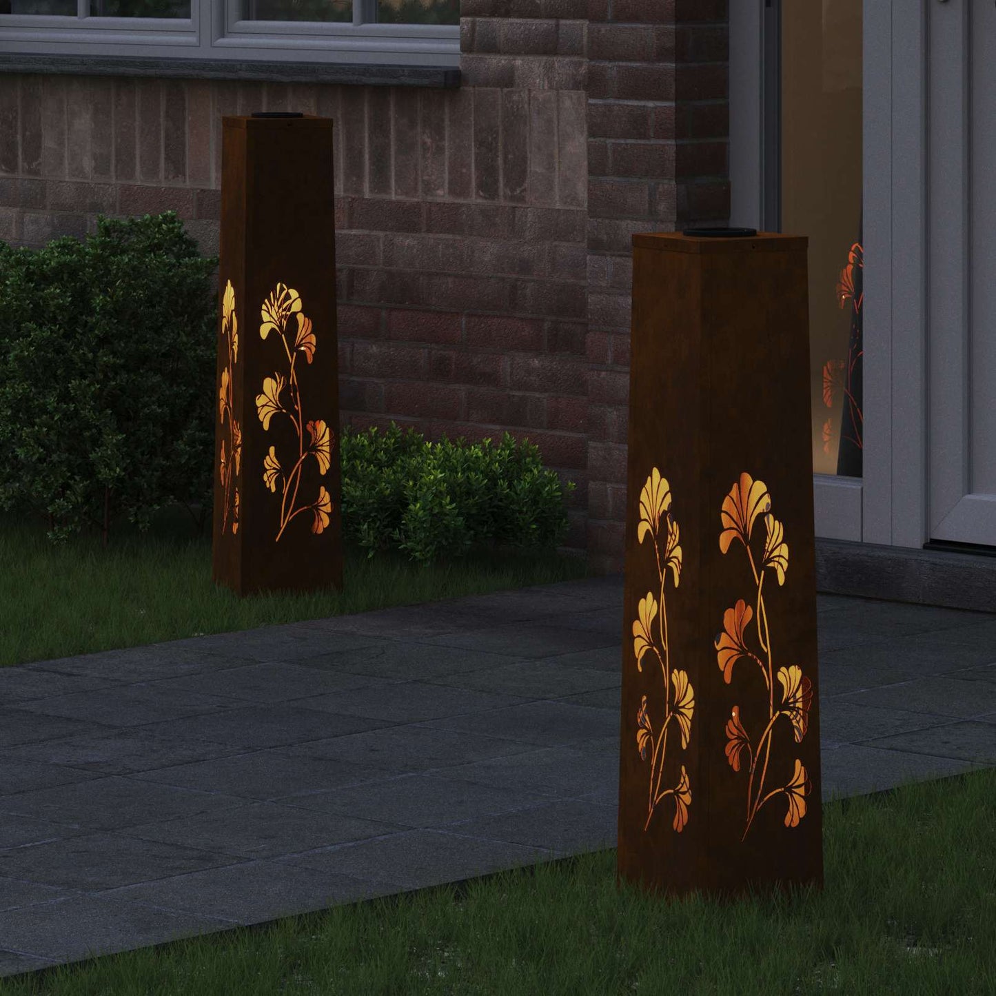 Solar LED Weg Licht 2 stk. Warmes Weiß 18 x 18 x 80 cm